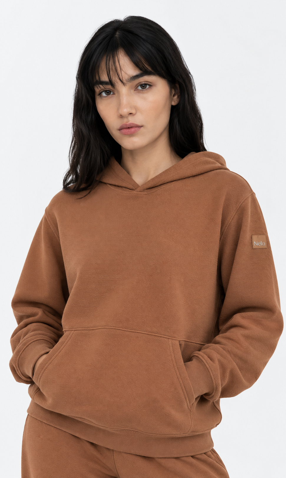 Mocha Textured Lounge men hoodie front 
