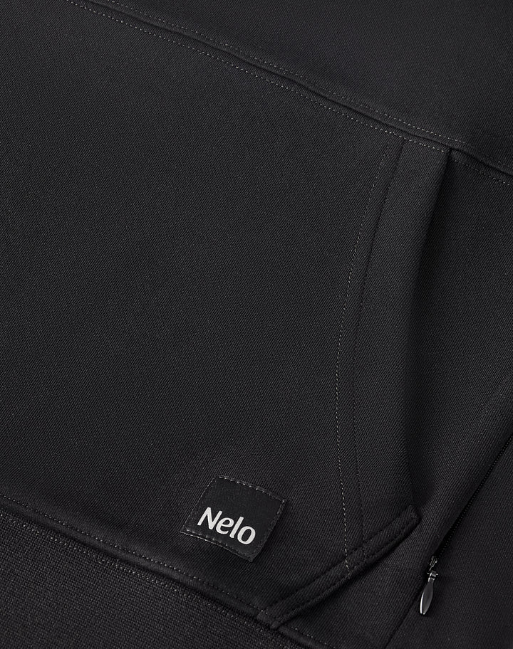 Black signature cotton hoodie front 