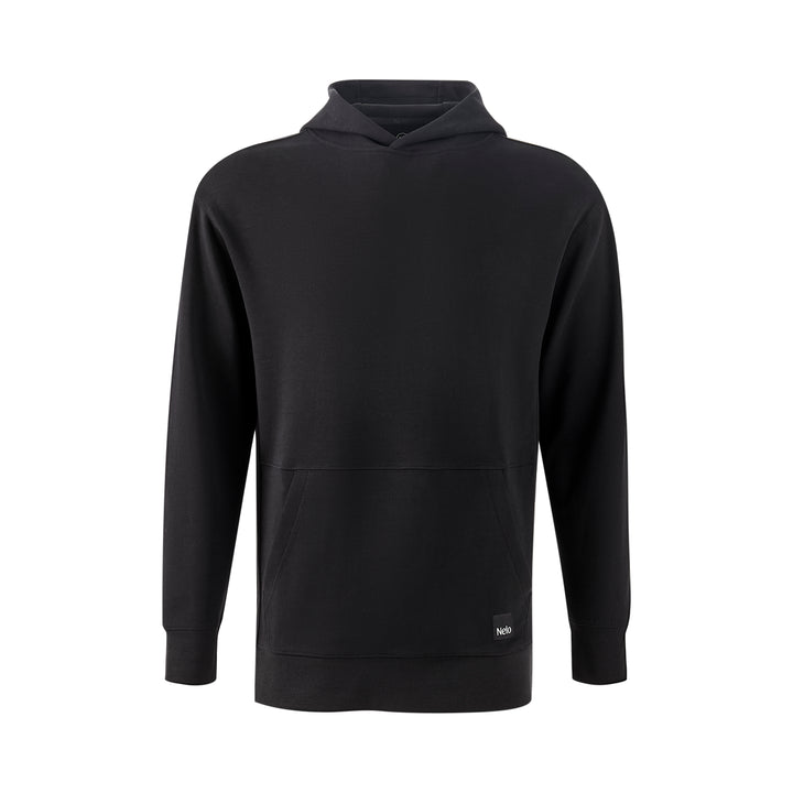 Black signature cotton hoodie front 