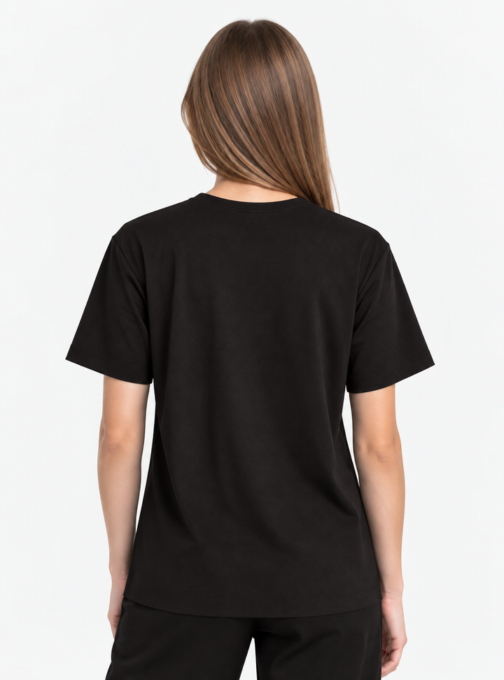 Black Performance silk women tee front 