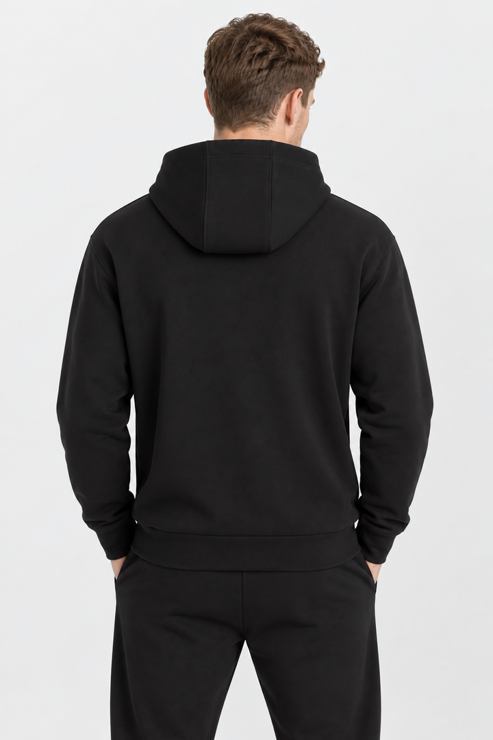 Black signature cotton hoodie back 