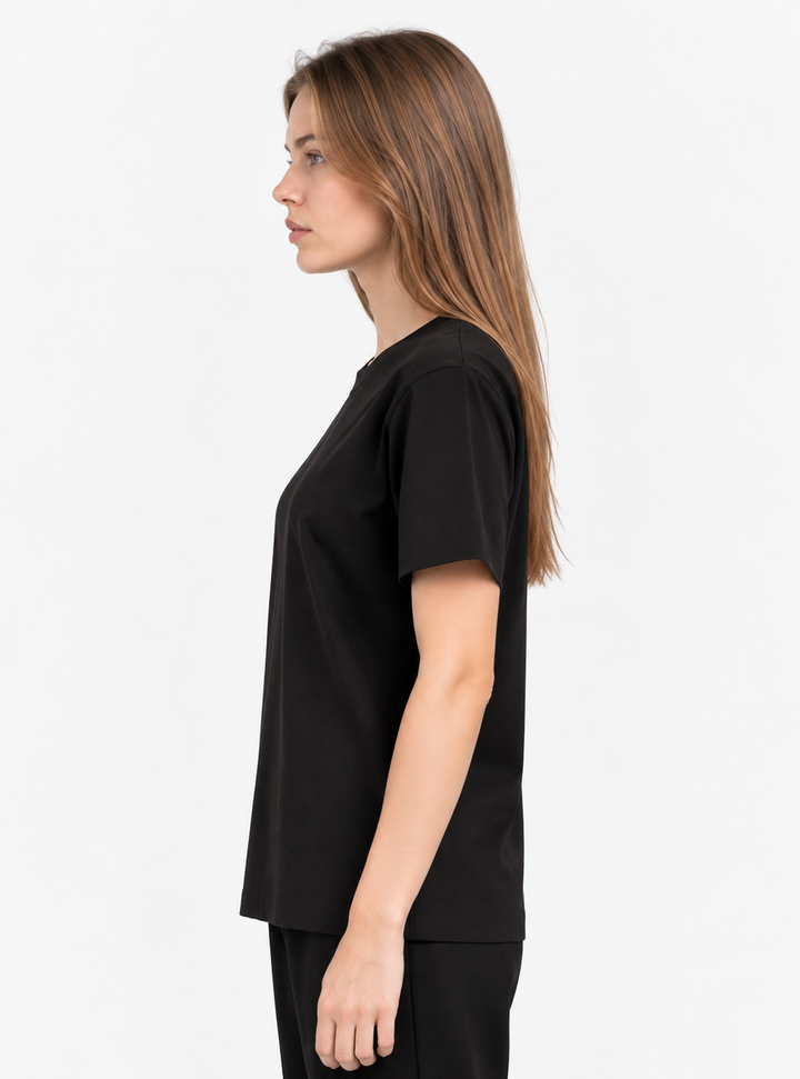 Black Performance silk women tee front 