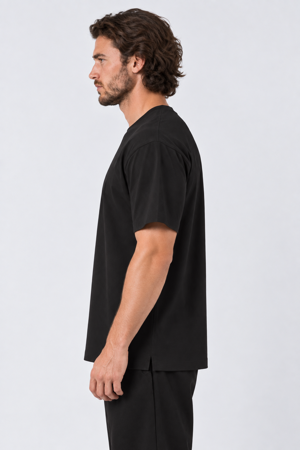 Black Performance silk men tee front 