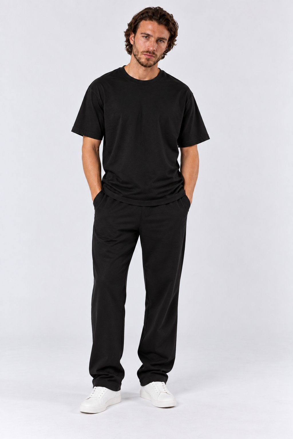 Black Performance silk men tee front 