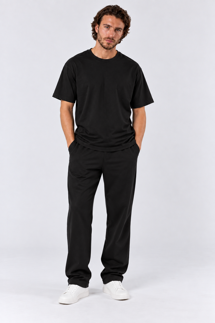 Black Performance silk men tee front 