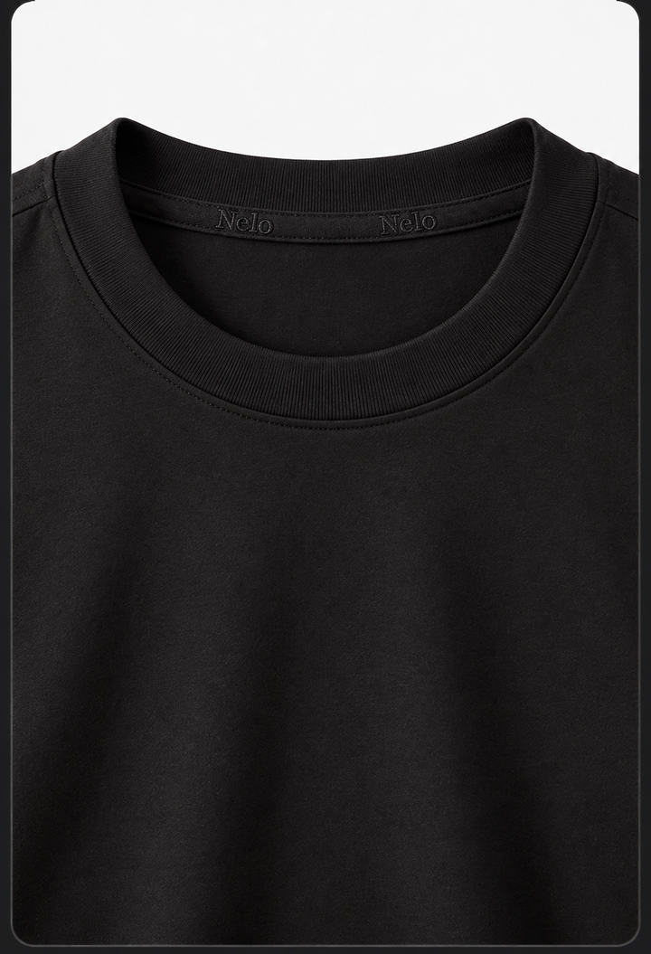 Black 100% cotton women tee front 