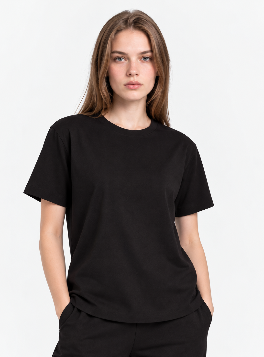 Black Performance silk women tee front 