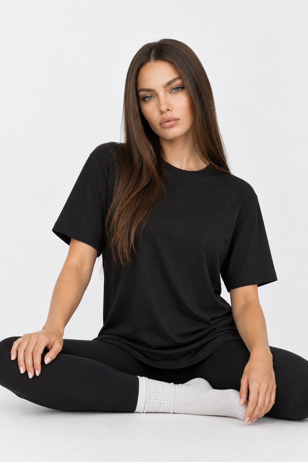 Black Performance silk women tee front 