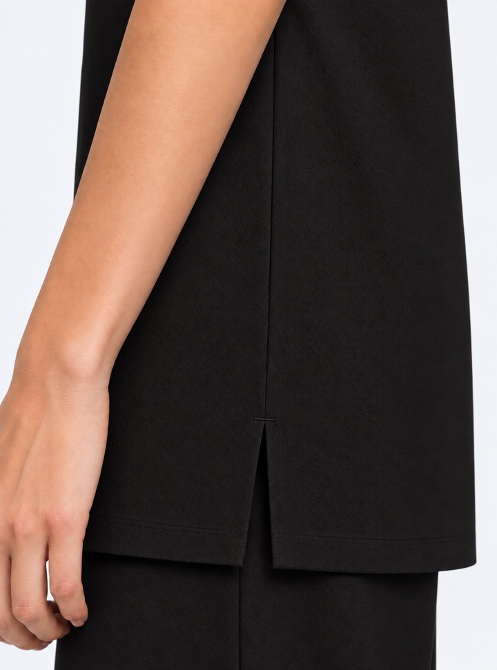 Black Performance silk women tee front 