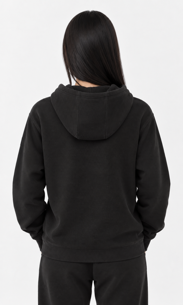Black Textured Lounge men hoodie front 