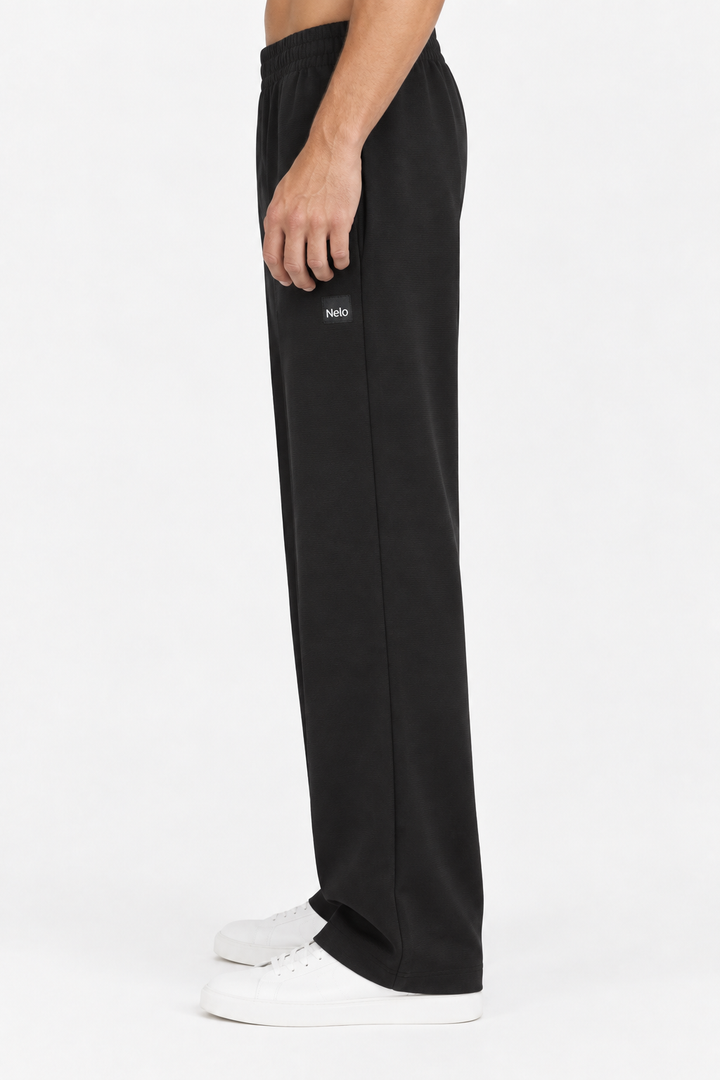 Black Textured Lounge men pants front 
