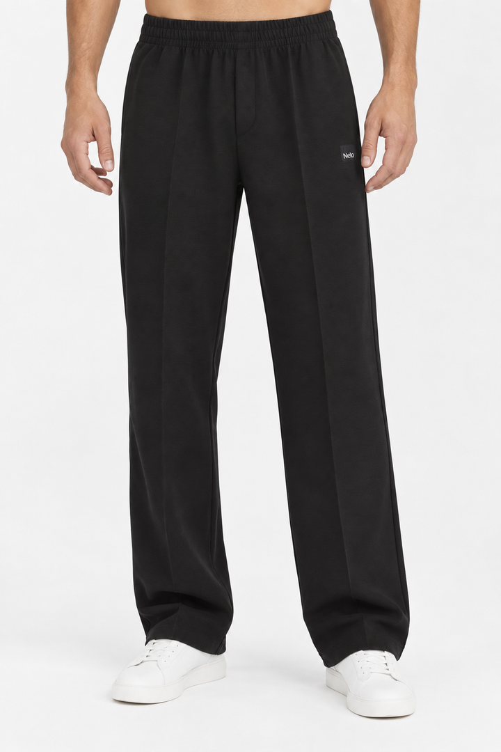 Black Textured Lounge men pants front 
