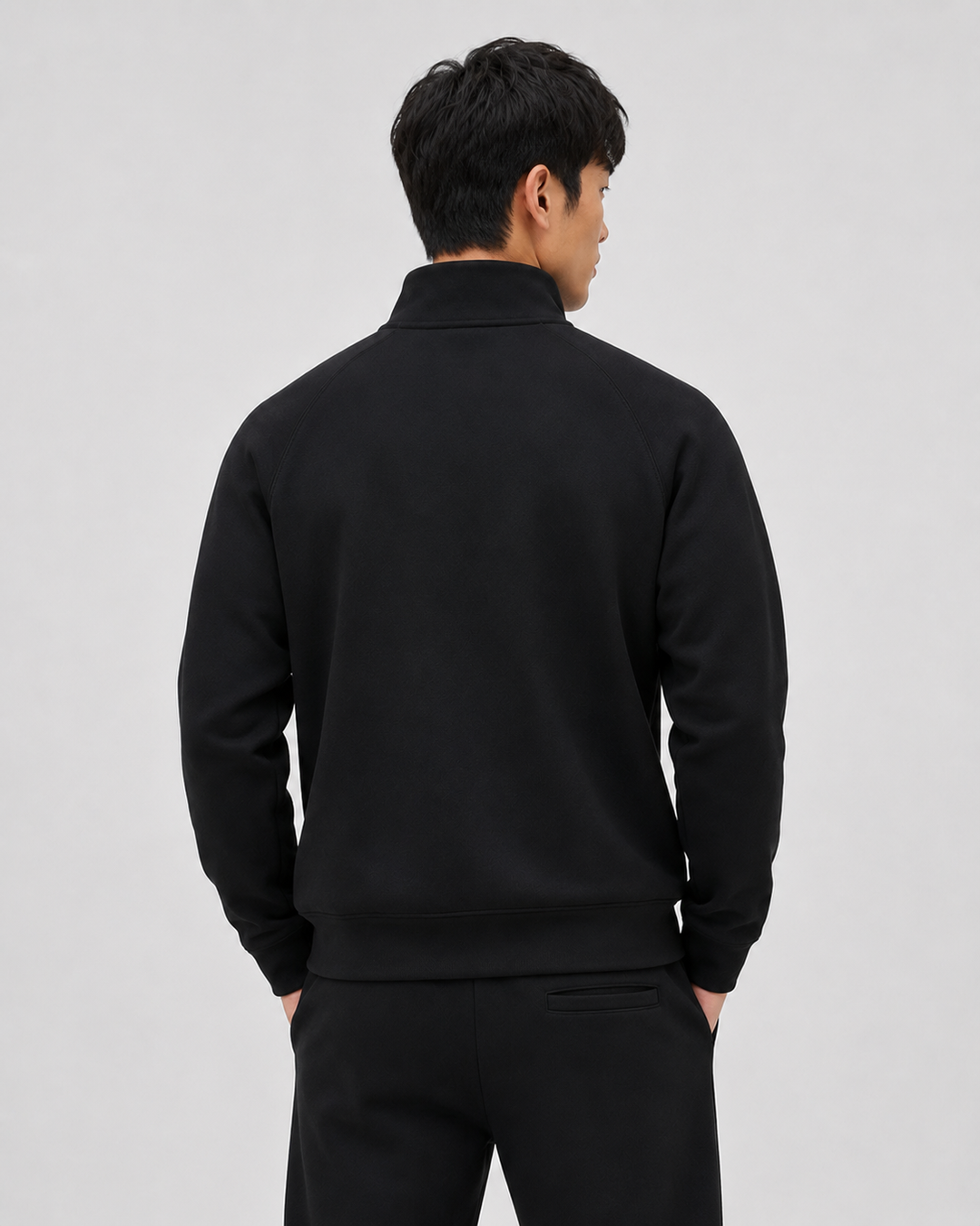 Black men half zip front 