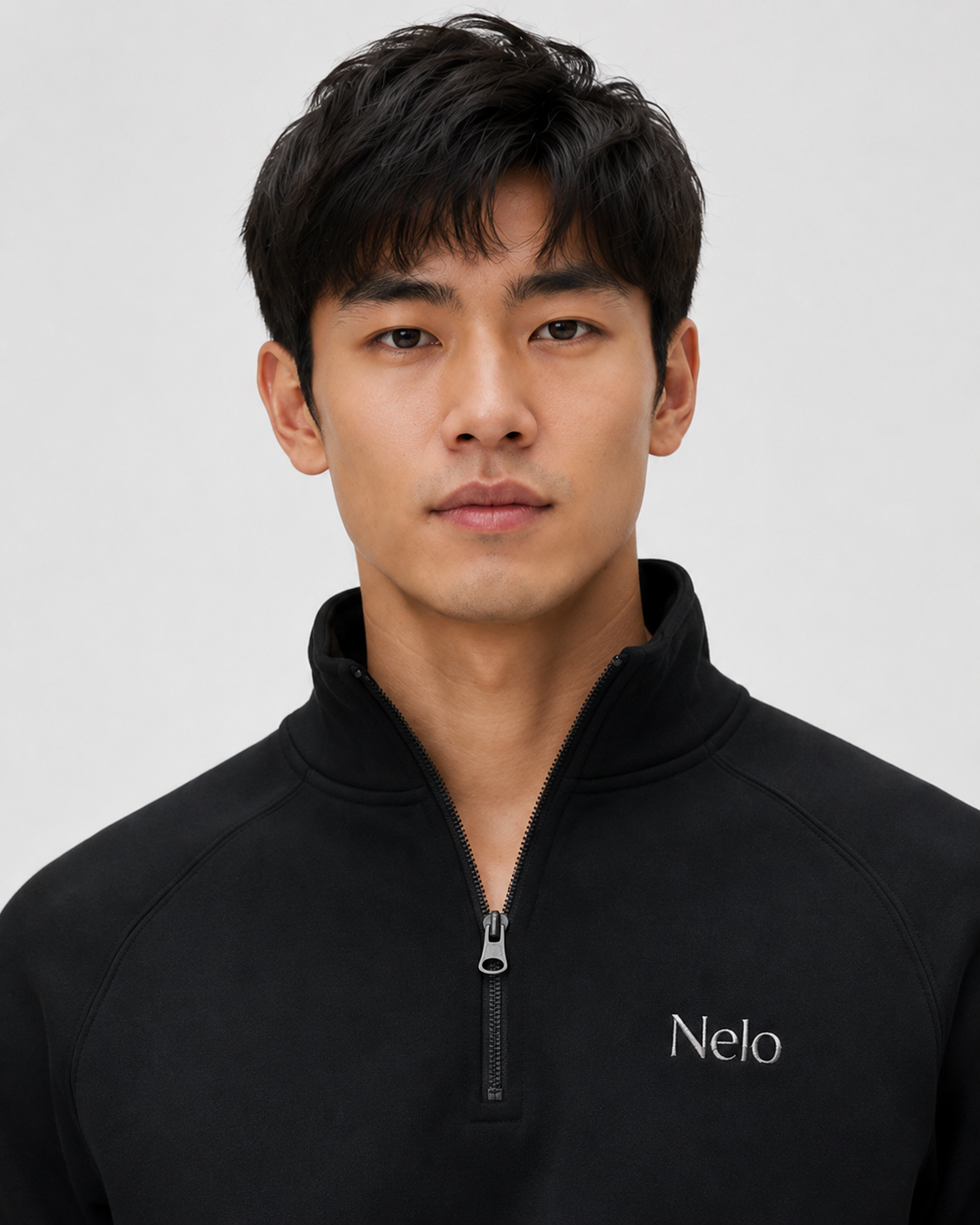 Black men half zip front 
