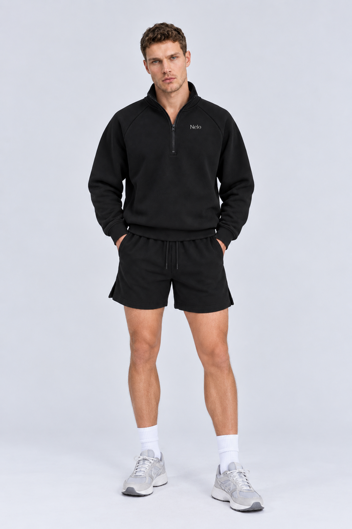 Black men half zip front 
