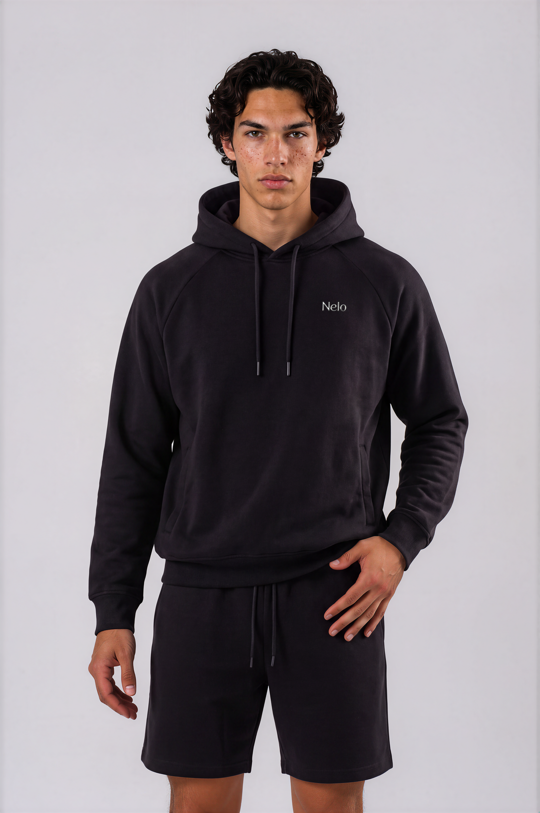 Black men hoodie front #color_black