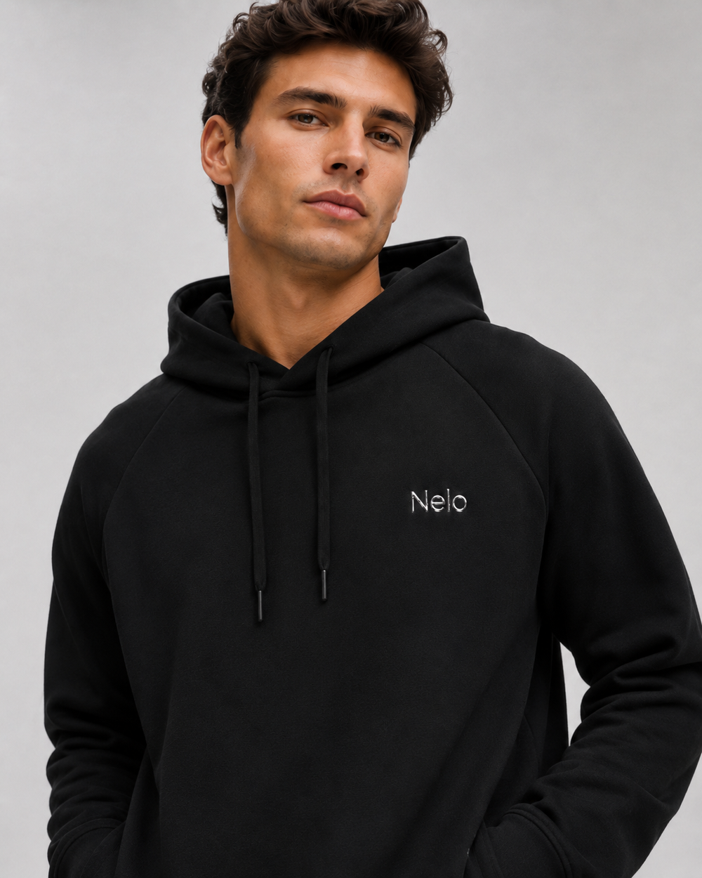 Black men hoodie front #color_black