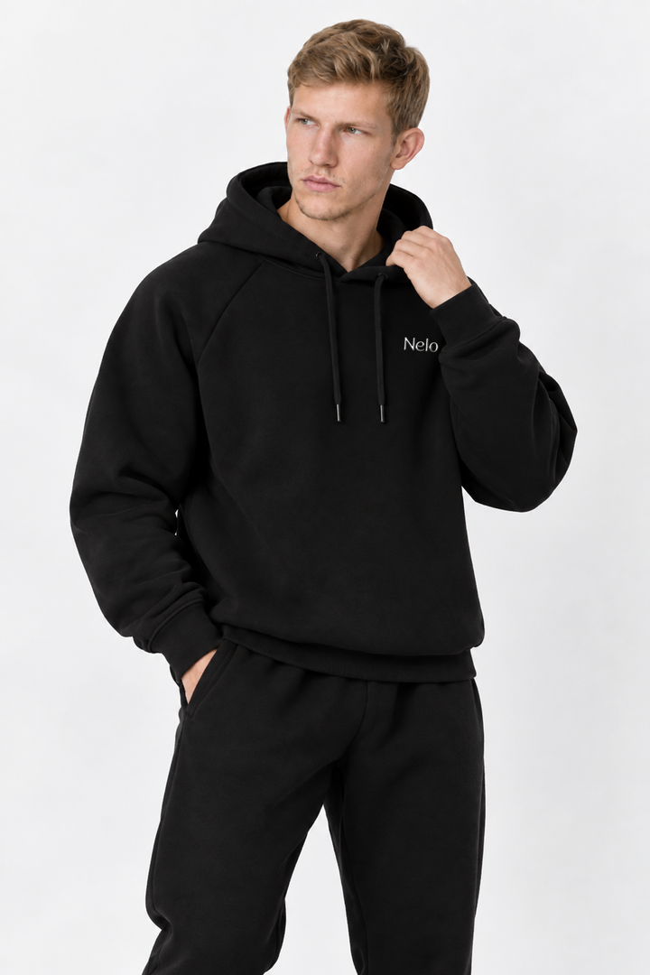 Black men hoodie front 