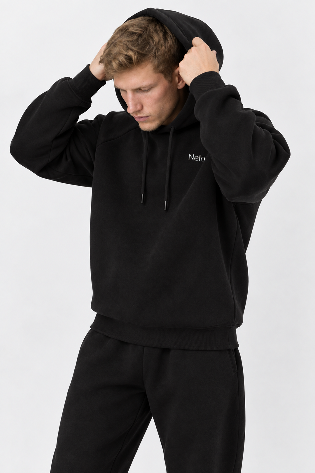Black men hoodie front 
