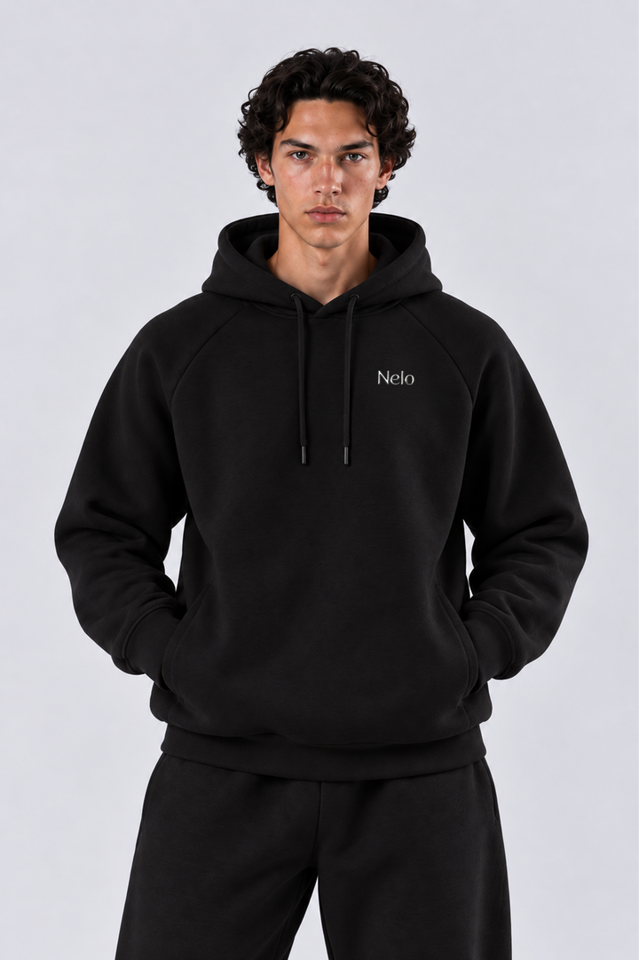 Black men hoodie front 