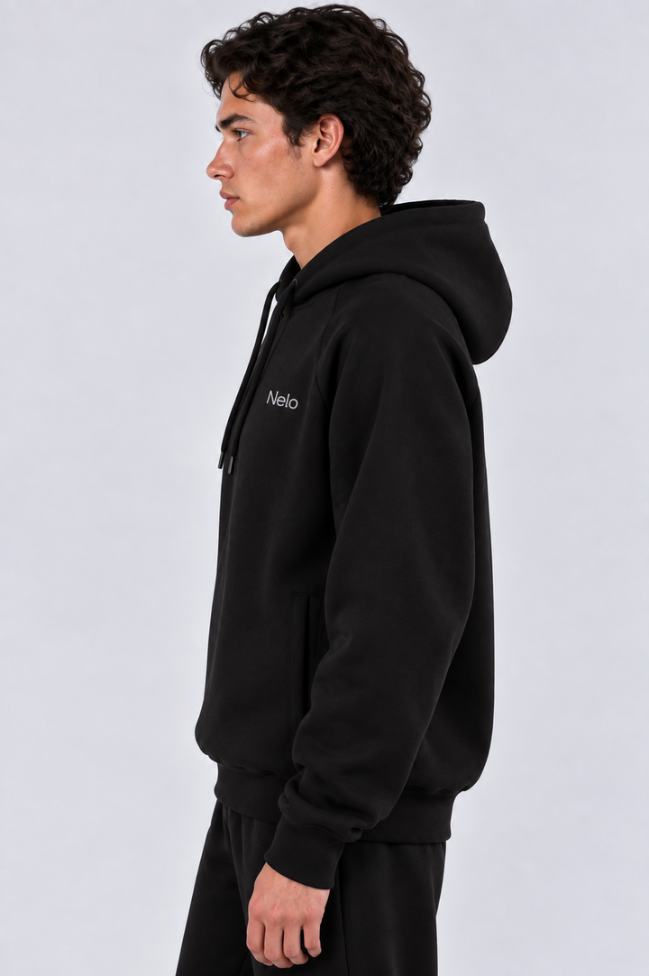 Black men hoodie side 