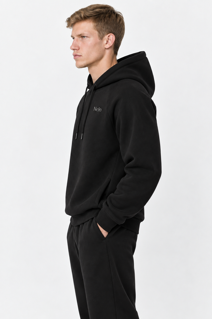Black men hoodie front 