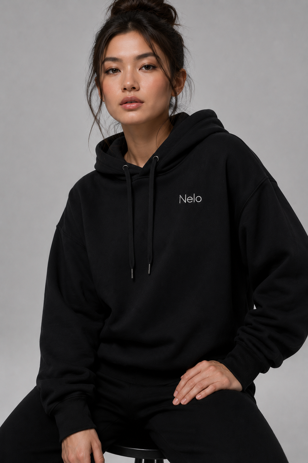 Black women hoodie front 