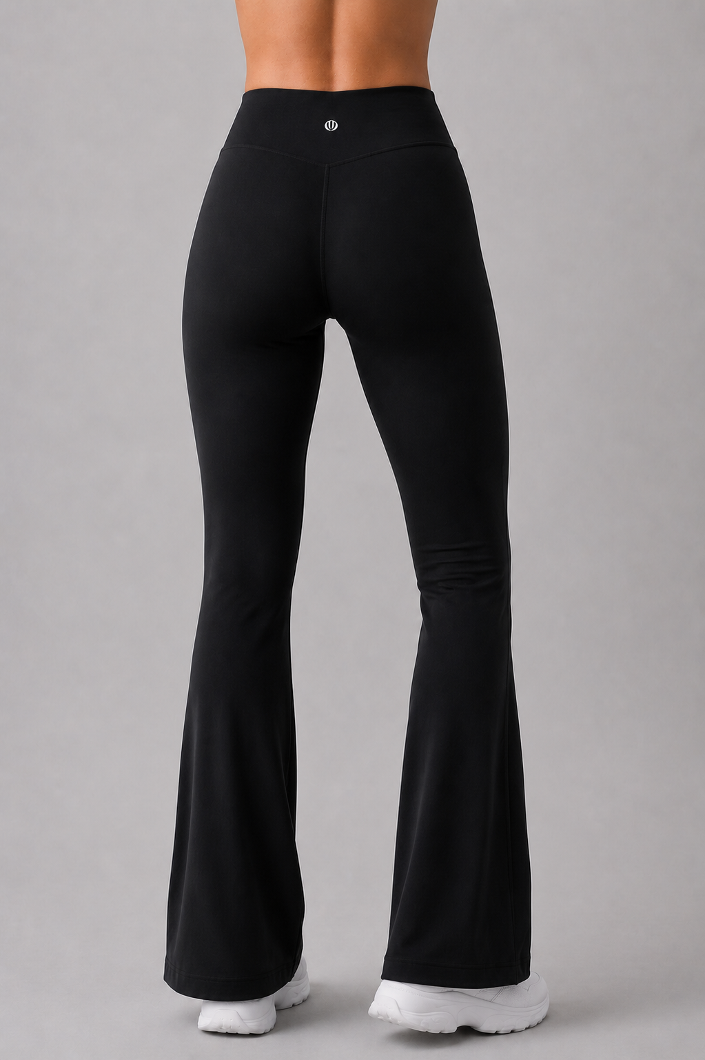 Black women flare leggings front 