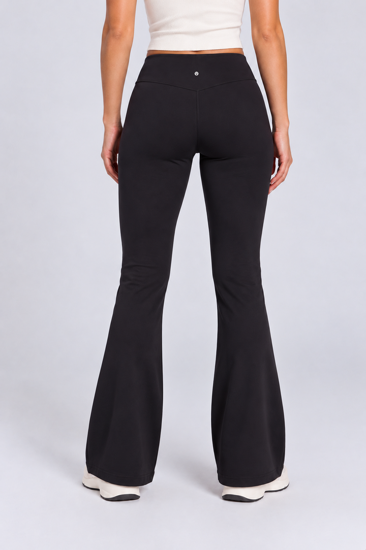 Black women flare leggings back 