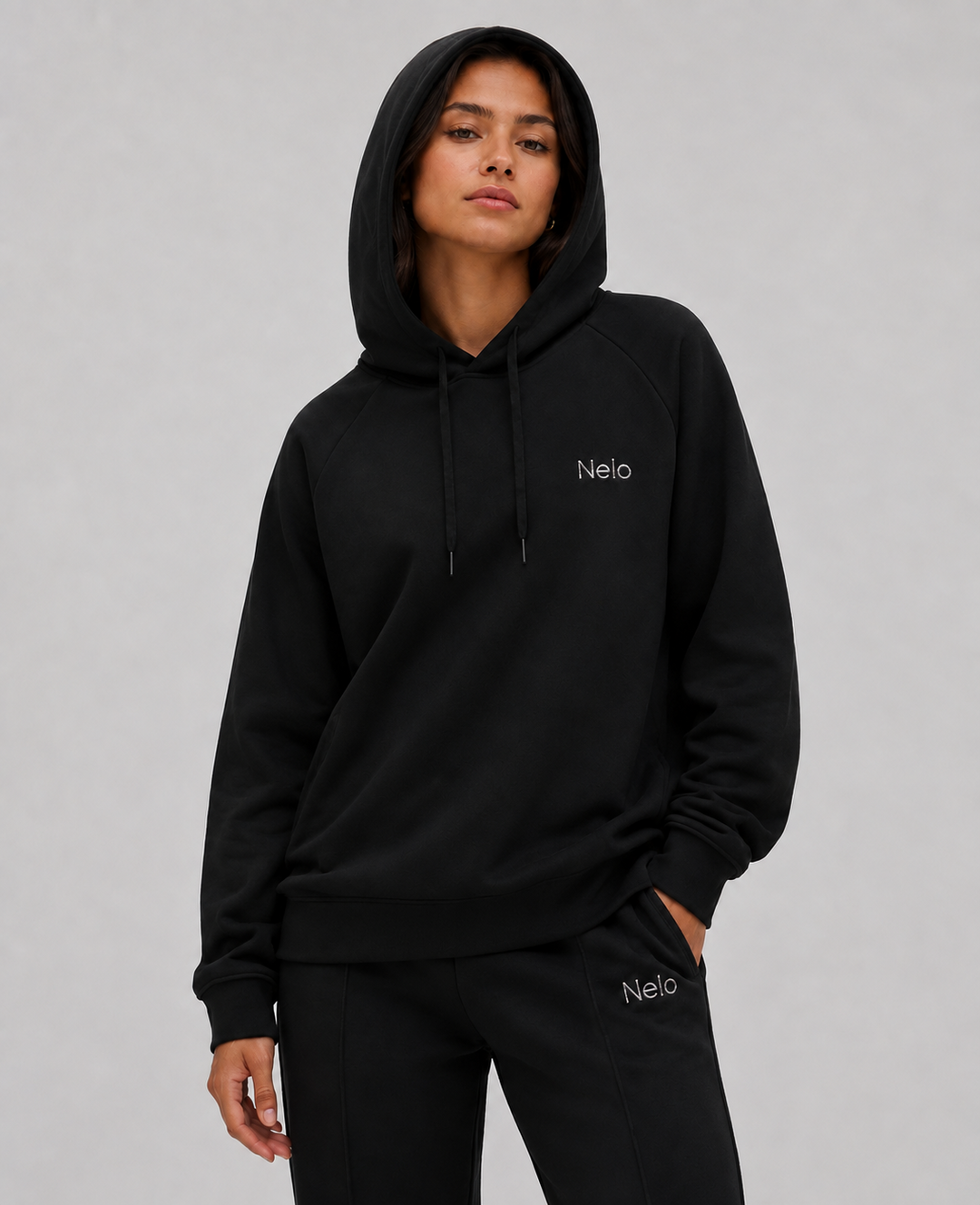 Black women hoodie front 