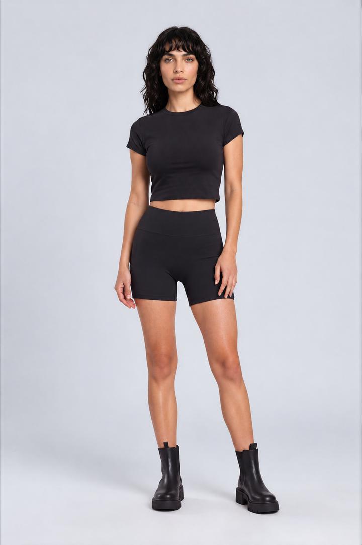 Black women shorts front 