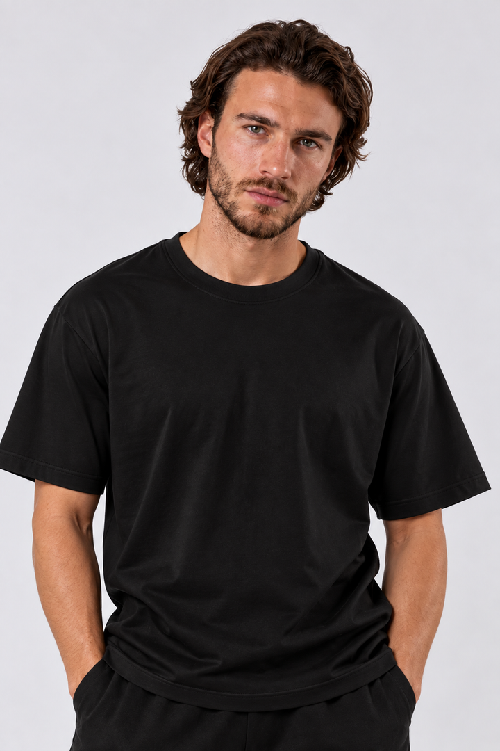 Black Performance silk men tee front 