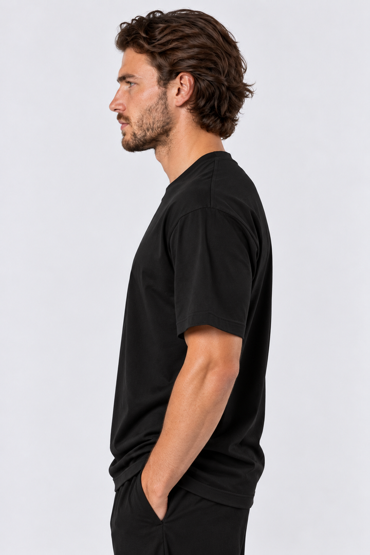Black Performance silk men tee front 