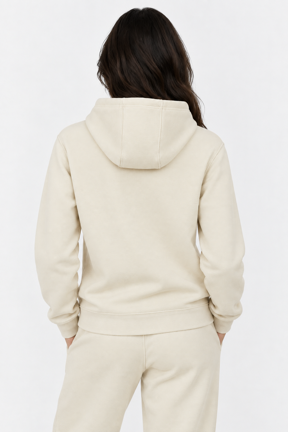 Cream Textured Lounge men hoodie front #color_cream