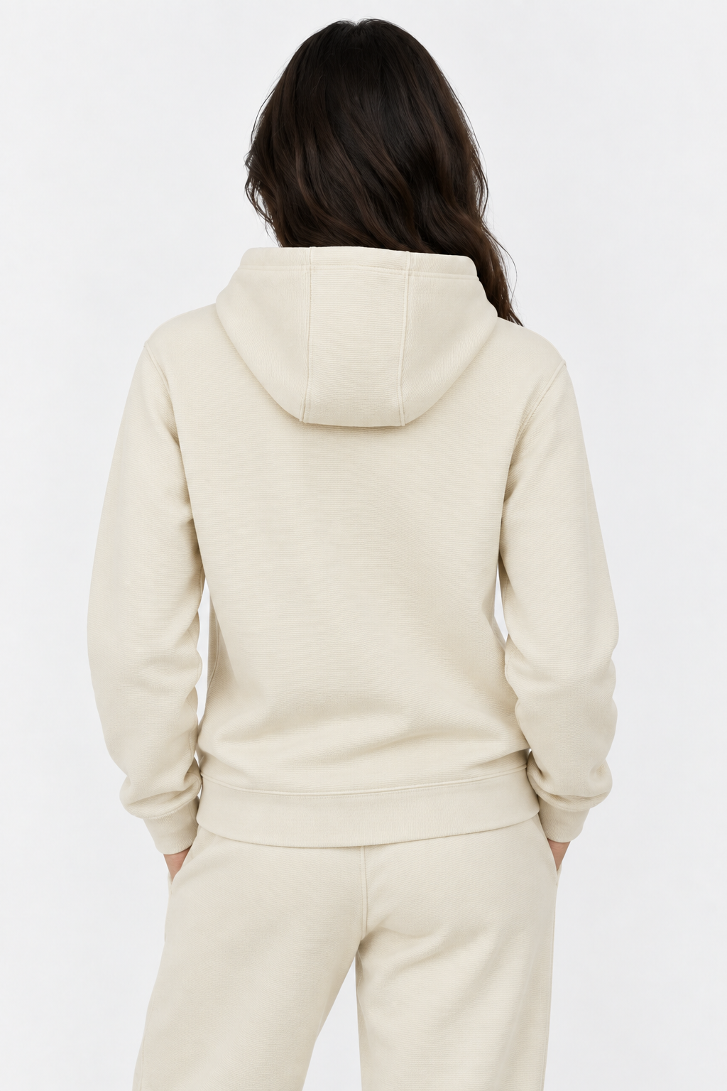 Cream Textured Lounge men hoodie front 