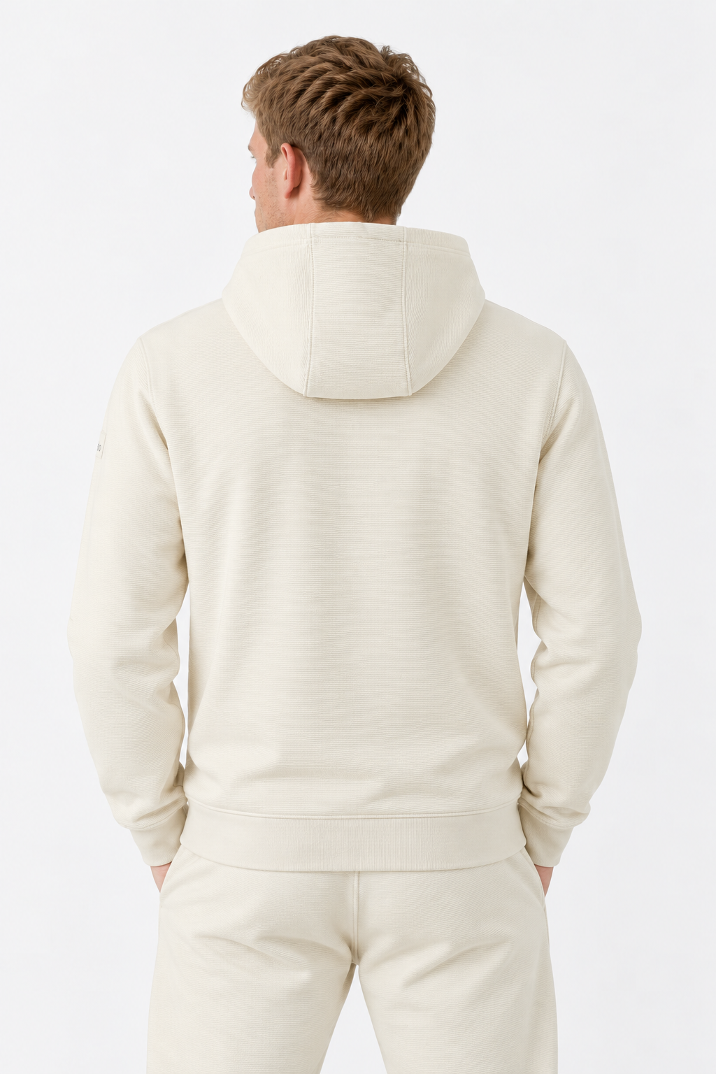 Cream Textured Lounge men hoodie front 