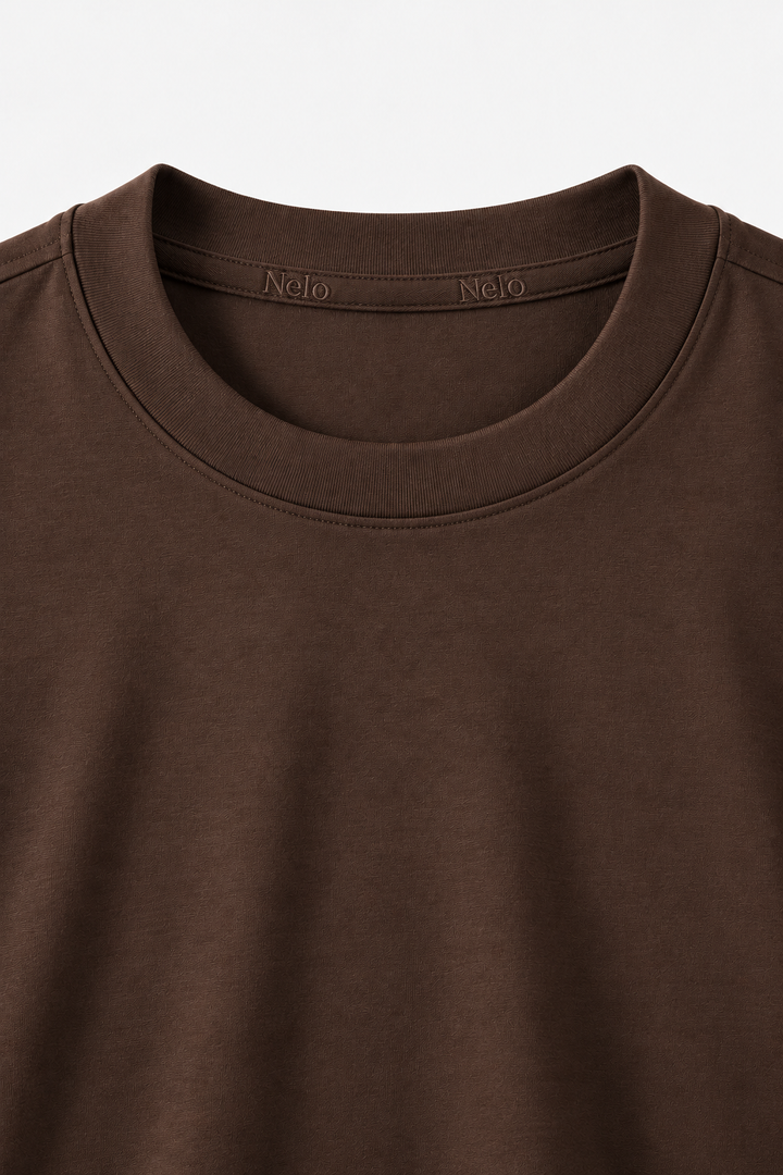 Dark Brown 100% cotton women tee front 