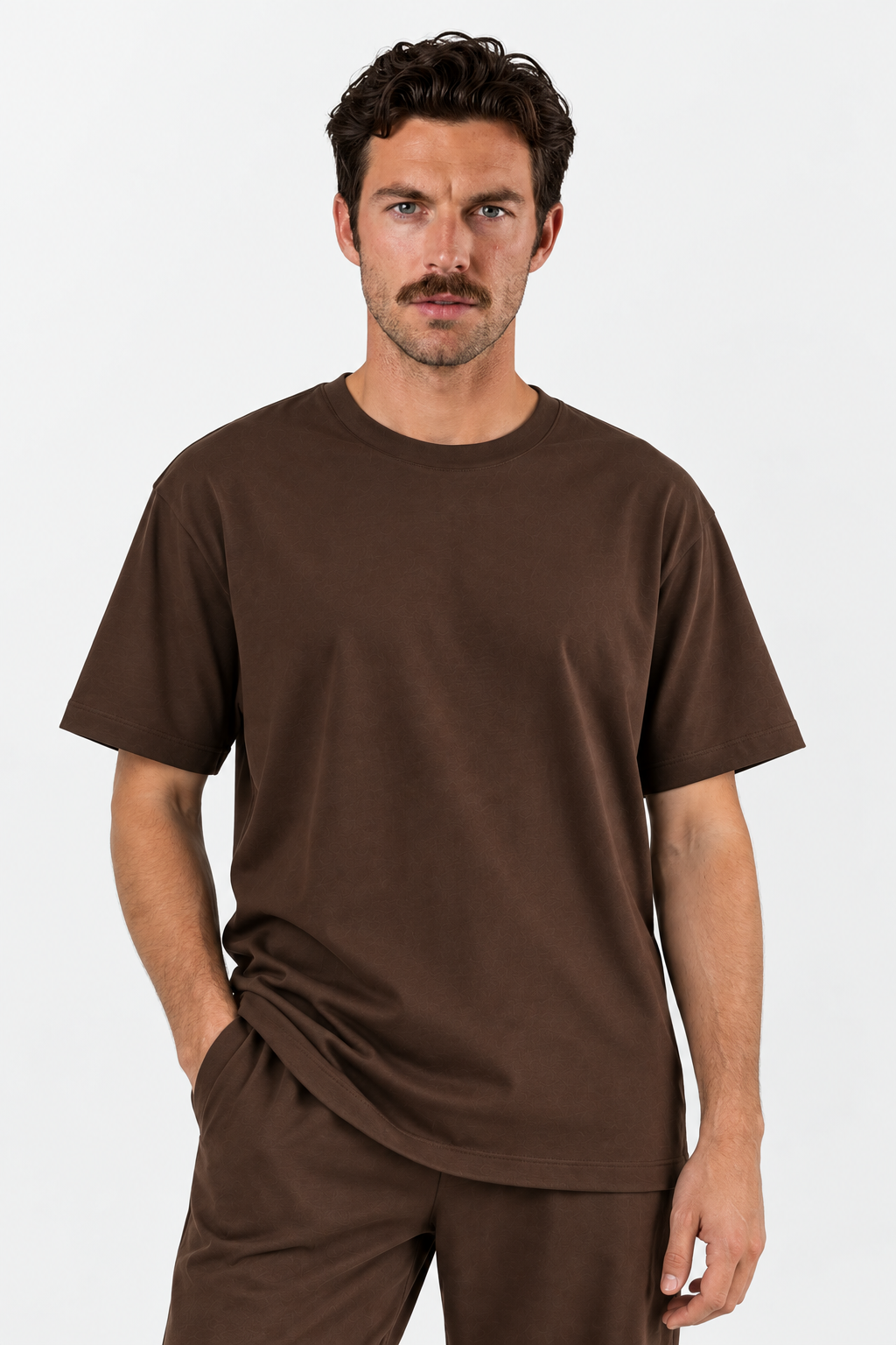 Dark Brown Performance silk men tee front 