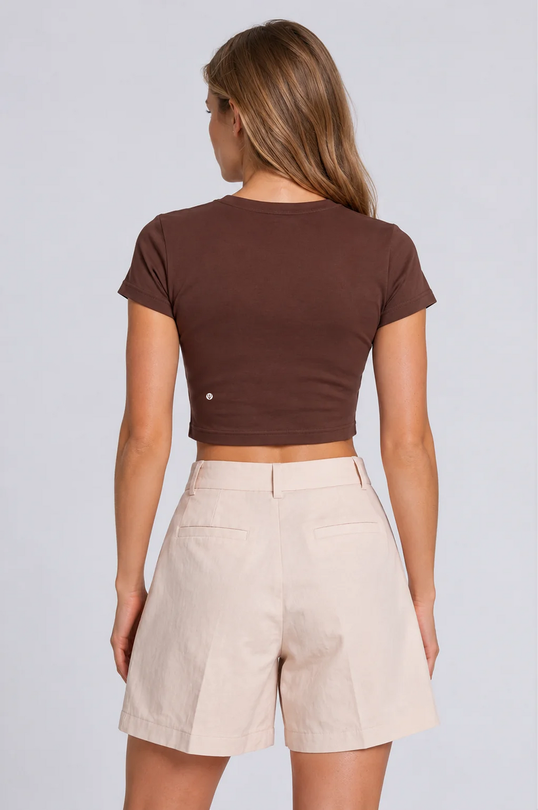 Espresso brown women crop tee back 