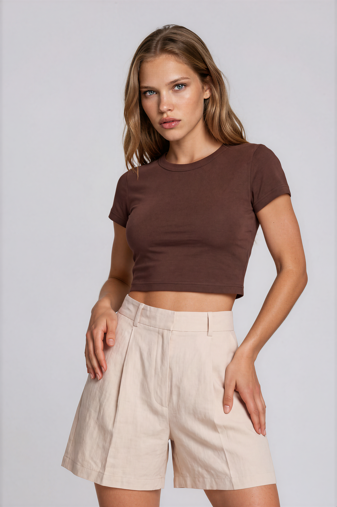 Espresso brown women crop tee front #color_espresso-brown