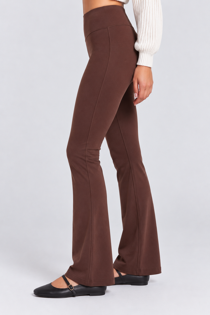 Espresso brown women flare leggings side 
