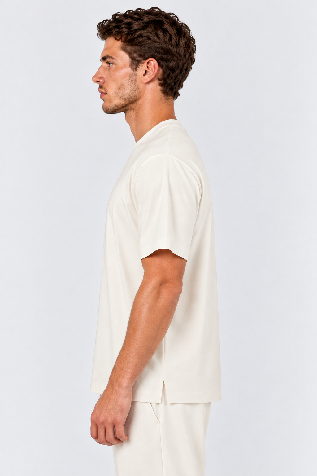 Ivory Performance silk men tee front 