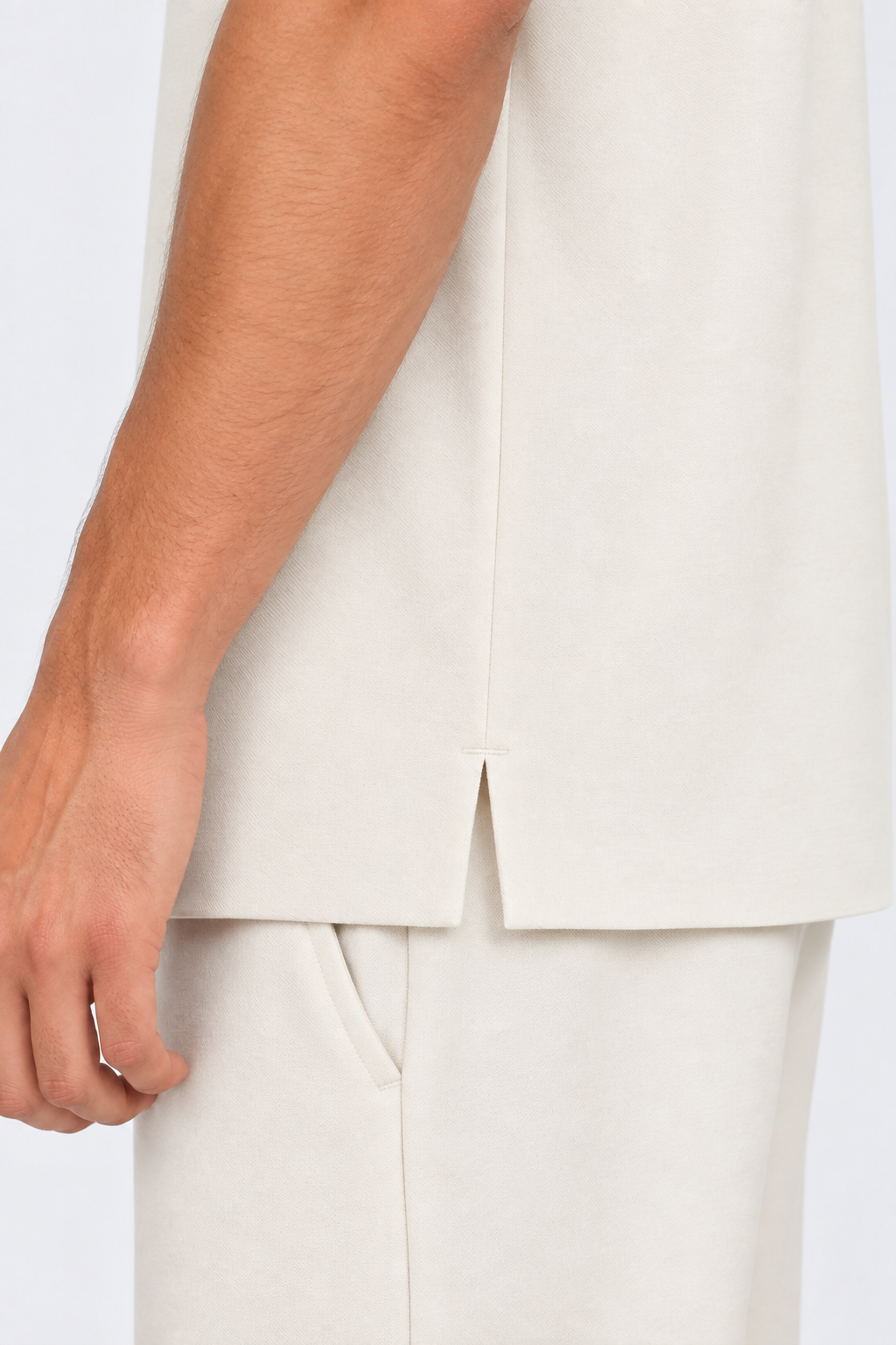 Ivory Performance silk men tee front 