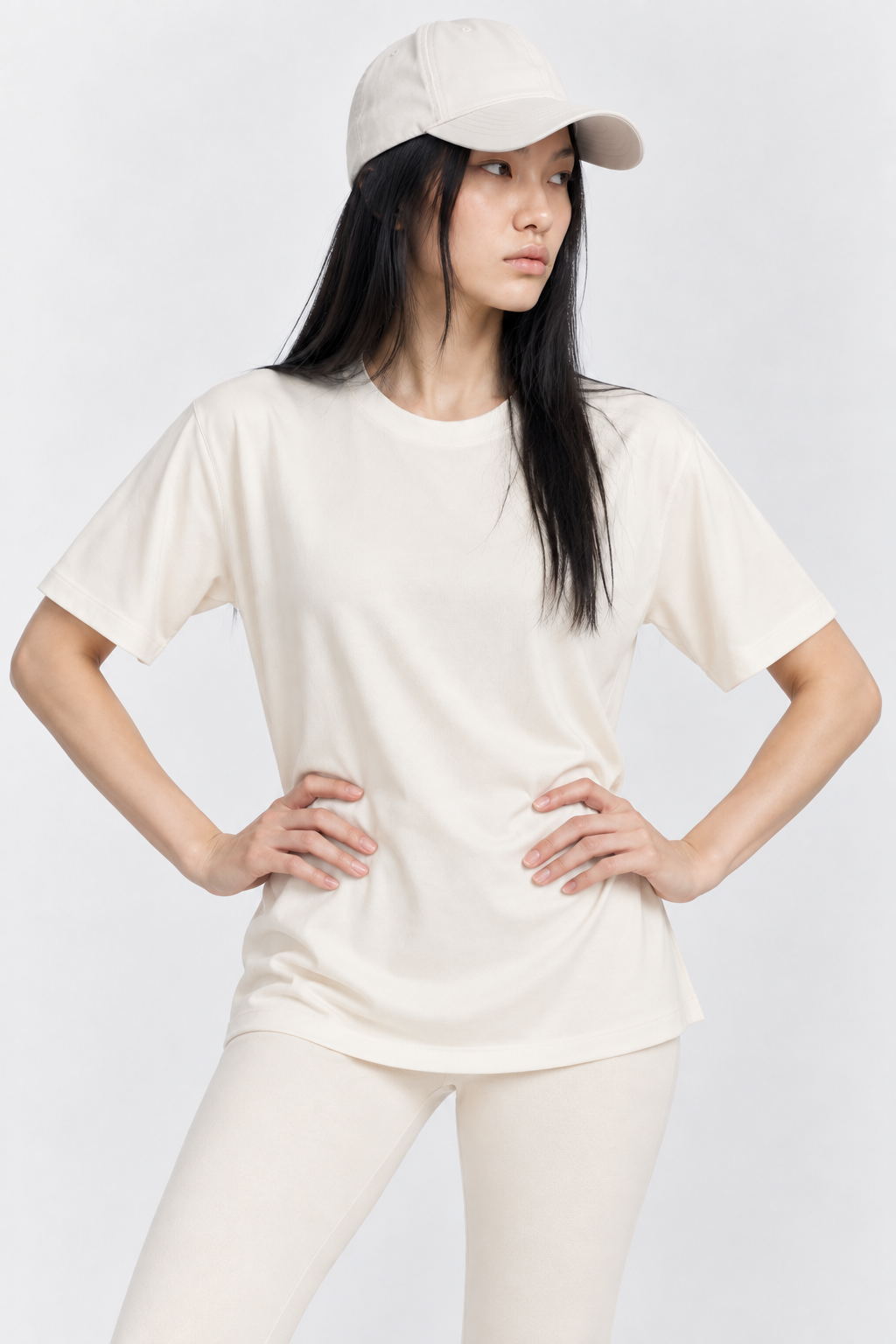 Ivory Performance silk women tee front 