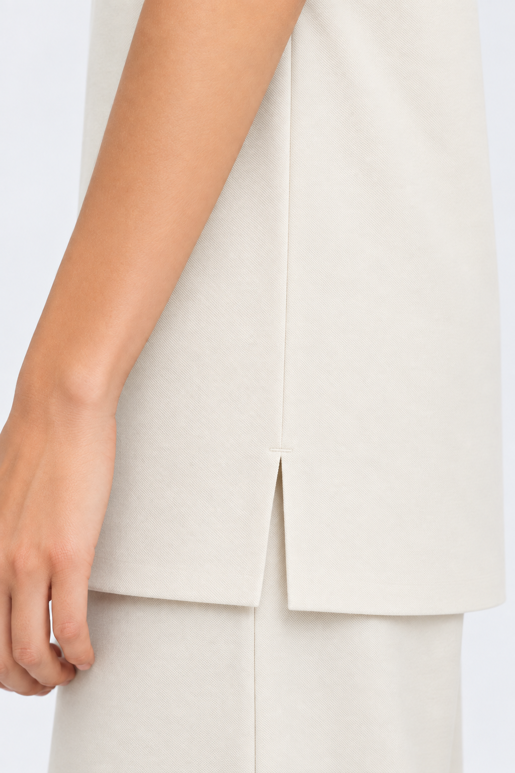 Ivory Performance silk women tee front 