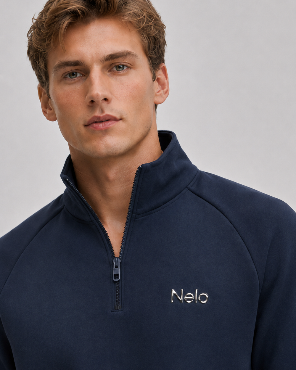 Midnight Navy men half zip front #color_midnight-navy