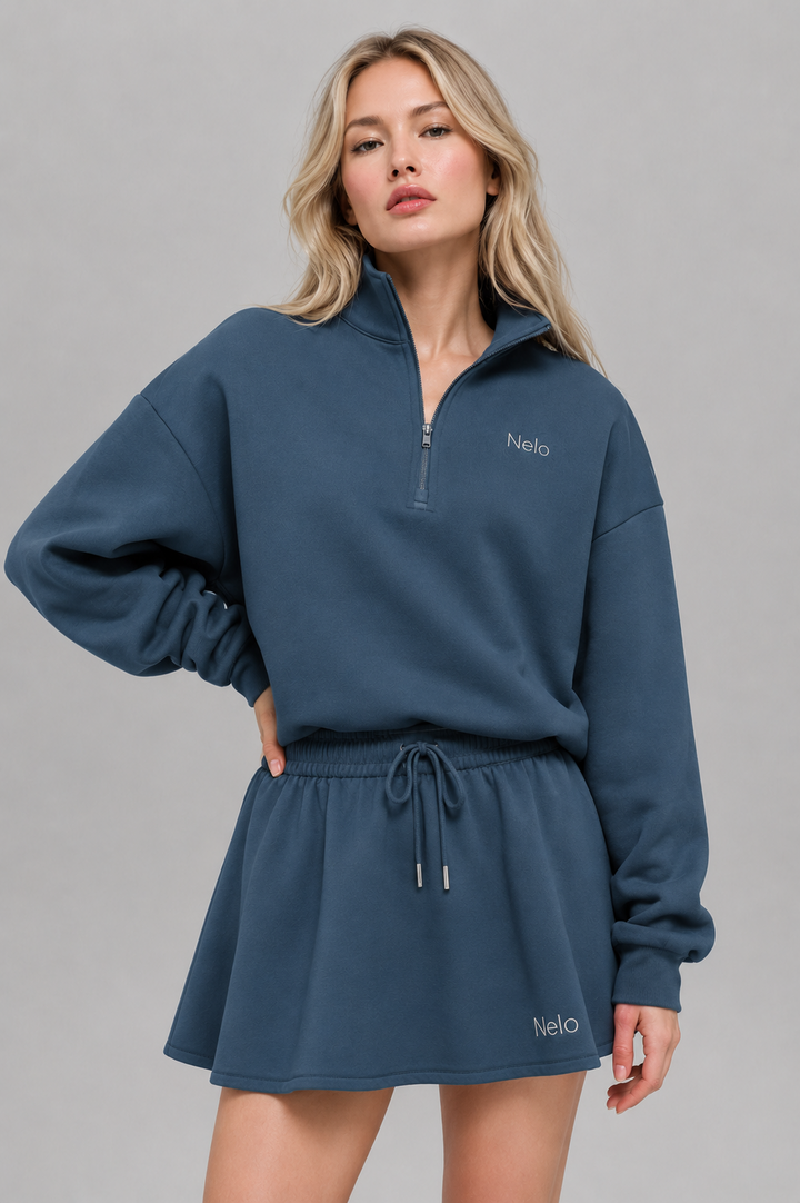 Midnight Navy women halfzip front 