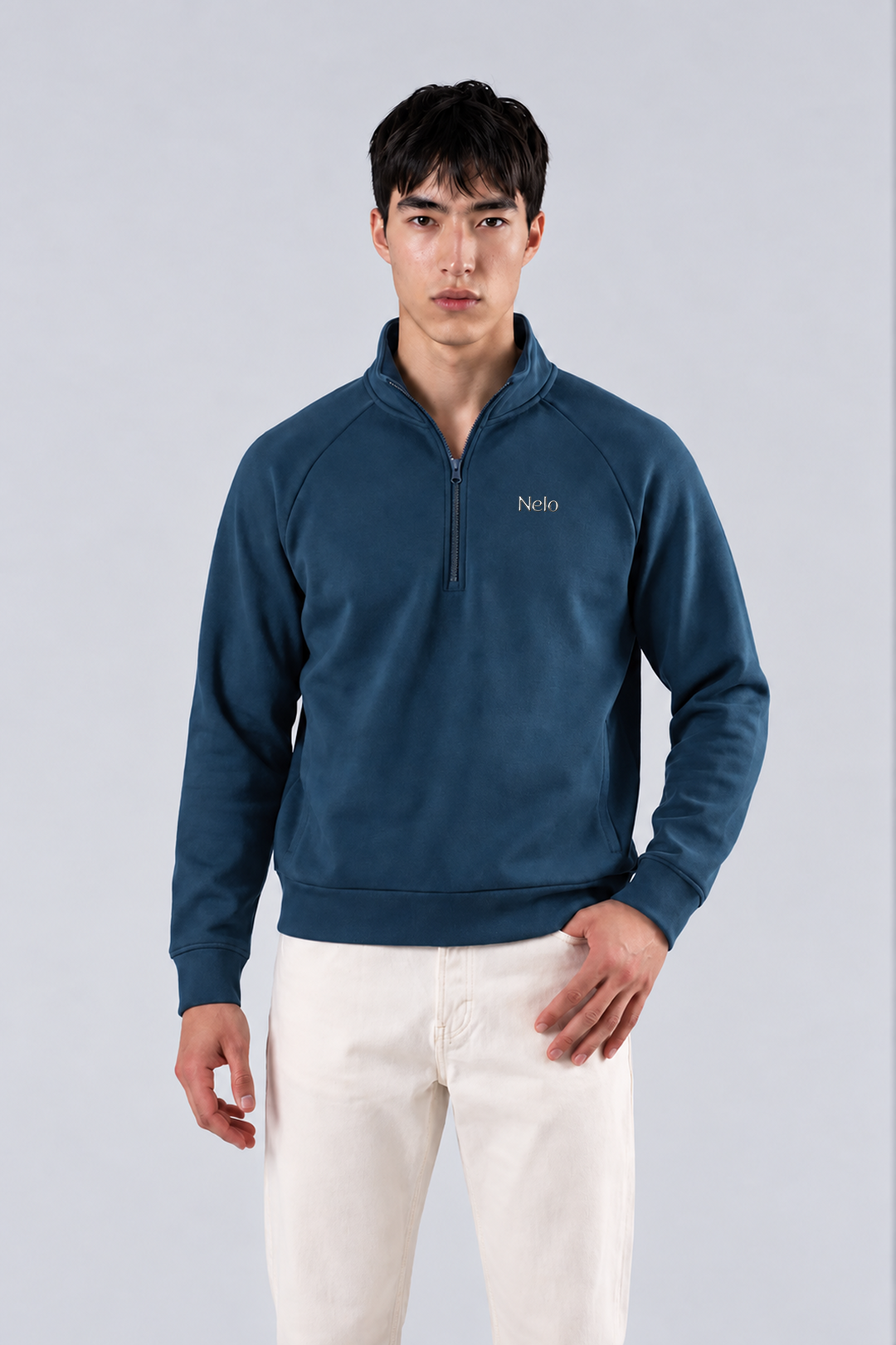 Midocean  Navy men half zip front 