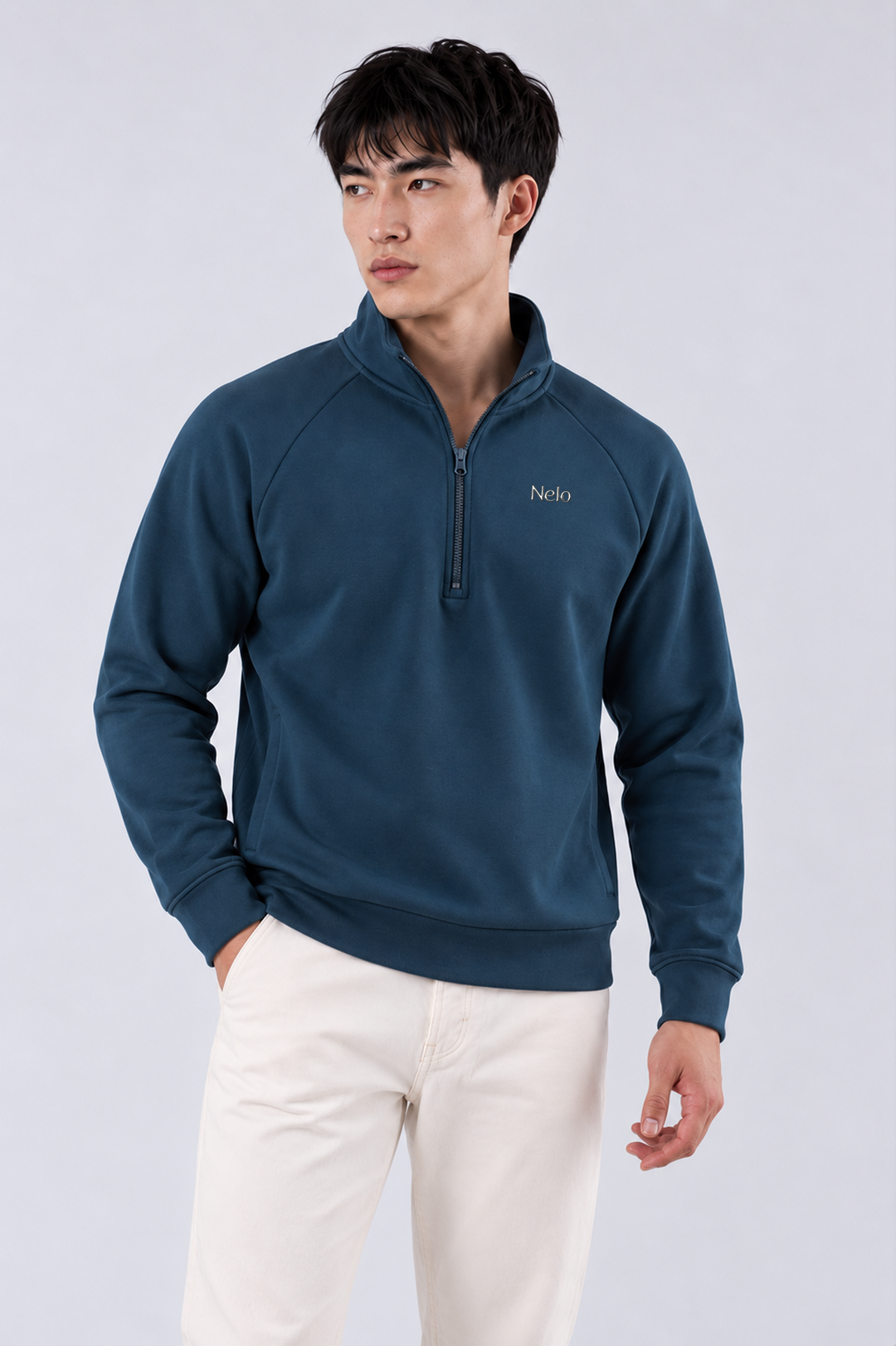 Midocean  Navy men half zip front #color_midocean-navy