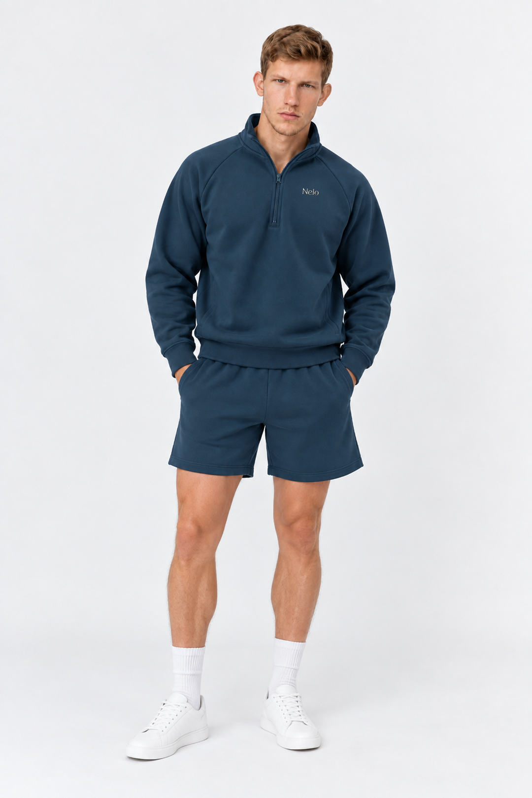 Midocean  Navy men half zip front 